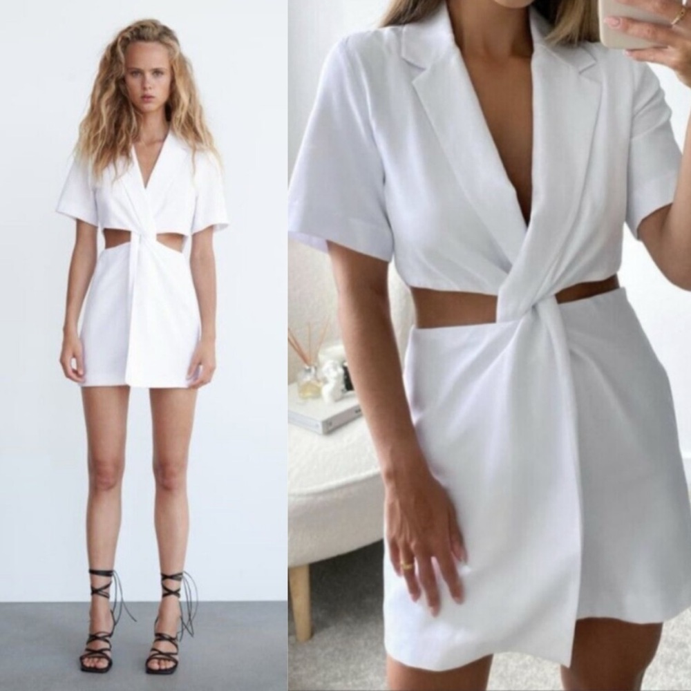 White Cut Out Blazer Dress